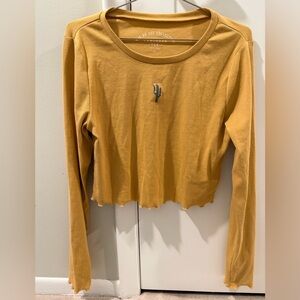 Golden Long Sleeve Crop ribbed top